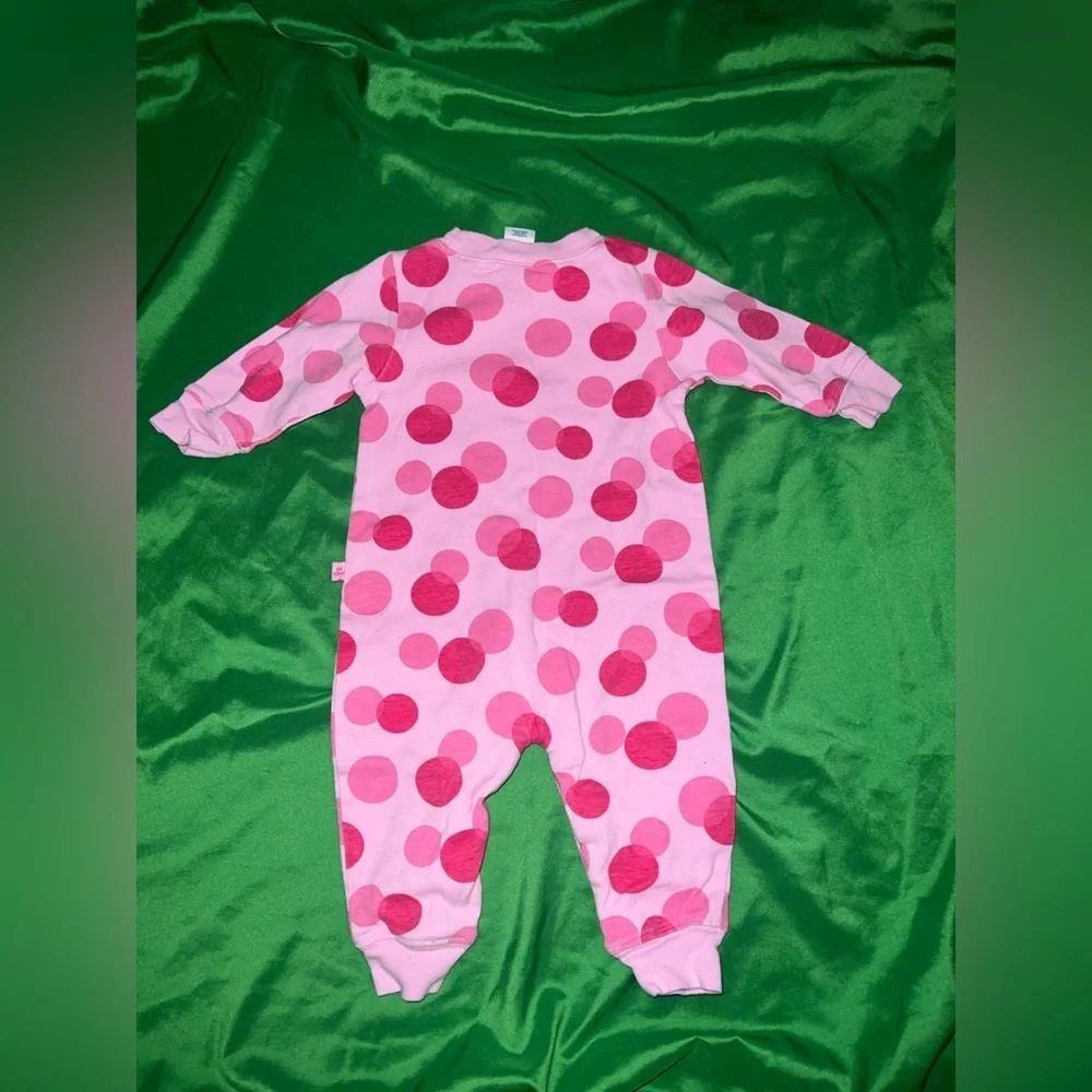 Old Navy Pink and Red Polka Dot Kids Footie 3-6 Months - Picture 2 of 3